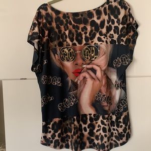 Print Shirt Plus Size/Leopard Print/